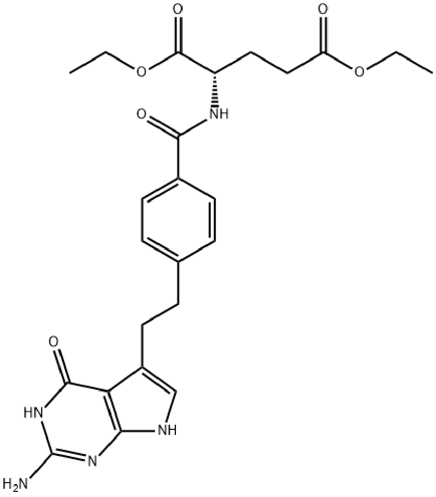 N-(4-(2-(2-氨基-4-氧代-4,7-二氫-3H-吡咯并[2,3-D]嘧啶-5-基)乙基)苯甲?；?-L-谷氨酸二乙酯,N-[4-[2-(2-Amino-4,7-dihydro-4-oxo-3H-pyrrolo[2,3-d]pyrimidin-5-yl)ethyl]benzoyl]-L-glutamic acid 1,5-diethyl ester