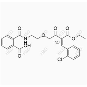 氨氯地平雜質(zhì)22,(Z)-2-((2-((4-(2-chlorophenyl)-3-(ethoxycarbonyl)-2-oxobut-3-en-1-yl)oxy)ethyl)carbamoyl)benzoic acid