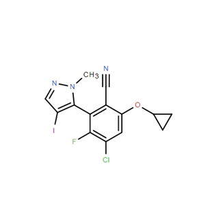 4-氯-6-(環(huán)丙氧基)-3-氟-2-(4-碘-2-甲基吡唑-3-基)苯腈（2836225-61-5）