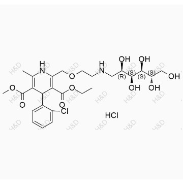 氨氯地平山梨醇加合物(鹽酸鹽),3-ethyl 5-methyl 4-(2-chlorophenyl)-6-methyl-2-((2-(((2R,3S,4S,5S)-2,3,4,5,6-pentahydroxyhexyl)amino)ethoxy)methyl)-1,4-dihydropyridine-3,5-dicarboxylate