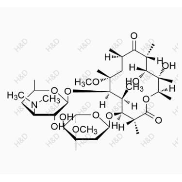 克拉霉素雜質(zhì)B,(3R,4S,5S,6R,7R,9R,11R,12R,13S,14R)-6-(((2S,3R,4S,6R)-4-(dimethylamino)-3-hydroxy-6-methyltetrahydro-2H-pyran-2-yl)oxy)-12,13-dihydroxy-4-(((2R,4R,5S,6S)-5-hydroxy-4-methoxy-4,6-dimethyltetrahydro-2H-pyran-2-yl)oxy)-7-methoxy-3,5,7,9,11,13,14-heptamethylo