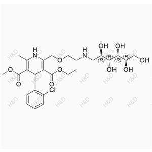 氨氯地平雜質(zhì)35,3-ethyl 5-methyl 4-(2-chlorophenyl)-6-methyl-2-((2-(((2R,3R,4R,5R)-2,3,4,5,6-pentahydroxyhexyl)amino)ethoxy)methyl)-1,4-dihydropyridine-3,5-dicarboxylate