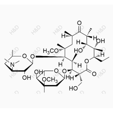 克拉霉素EP雜質(zhì)A,(3R,4S,5S,6R,7R,9R,11R,12R,13S,14R)-6-(((2S,3R,4S,6R)-4-(dimethylamino)-3-hydroxy-6-methyltetrahydro-2H-pyran-2-yl)oxy)-14-ethyl-12,13-dihydroxy-4-(((2R,4R,5S,6S)-5-hydroxy-4-methoxy-4,6-dimethyltetrahydro-2H-pyran-2-yl)oxy)-3-(hydroxymethyl)-7-methoxy-5,7,9,11,13-pentamethyloxacyclotetradecane-2,10-dione