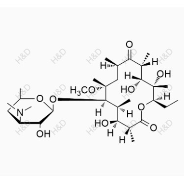 克拉霉素雜質(zhì)I,(3R,4S,5S,6R,7R,9R,11R,12R,13S,14R)-6-(((2S,3R,4S,6R)-4-(dimethylamino)-3-hydroxy-6-methyltetrahydro-2H-pyran-2-yl)oxy)-14-ethyl-4,12,13-trihydroxy-7-methoxy-3,5,7,9,11,13-hexamethyloxacyclotetradecane-2,10-dione