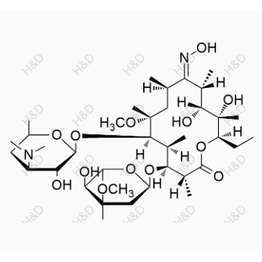 克拉霉素雜質(zhì)L,(3R,4S,5S,6R,7R,9R,11S,12R,13S,14R,Z)-6-(((2S,3R,4S,6R)-4-(dimethylamino)-3-hydroxy-6-methyltetrahydro-2H-pyran-2-yl)oxy)-14-ethyl-12,13-dihydroxy-4-(((2R,4R,5S,6S)-5-hydroxy-4-methoxy-4,6-dimethyltetrahydro-2H-pyran-2-yl)oxy)-10-(hydroxyimino)-7-methoxy-3,5,7,9,11,13-hexamethyloxacyclotetradecan-2-one