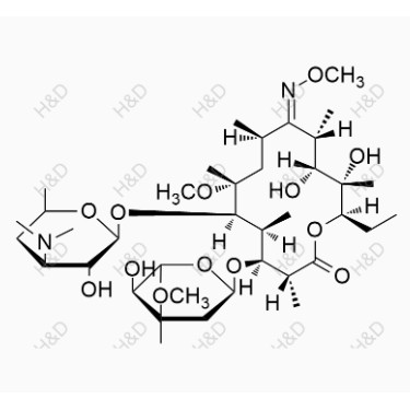 克拉霉素雜質O,(3R,4S,5S,6R,7R,9R,11S,12R,13S,14R,Z)-6-(((2S,3R,4S,6R)-4-(dimethylamino)-3-hydroxy-6-methyltetrahydro-2H-pyran-2-yl)oxy)-14-ethyl-12,13-dihydroxy-4-(((2R,4R,5S,6S)-5-hydroxy-4-methoxy-4,6-dimethyltetrahydro-2H-pyran-2-yl)oxy)-7-methoxy-10-(methoxyimino)-