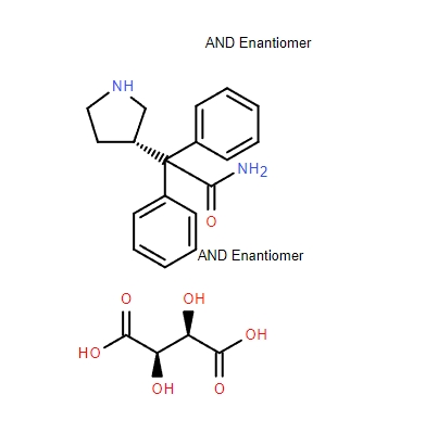 3-(S)-(1-甲酰胺基-1,1-二苯基甲基)吡咯烷-L-酒石酸鹽,3-(S)-(+)-(1-Carbamoyl-1,1-diphenylmethyl)pyrroloidine-L-(+)-tartarate