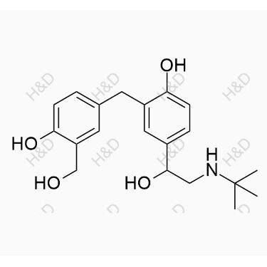 沙丁胺醇雜質(zhì)5,4-(2-(tert-butylamino)-1-hydroxyethyl)-2-(4-hydroxy-3-(hydroxymethyl)benzyl)phenol