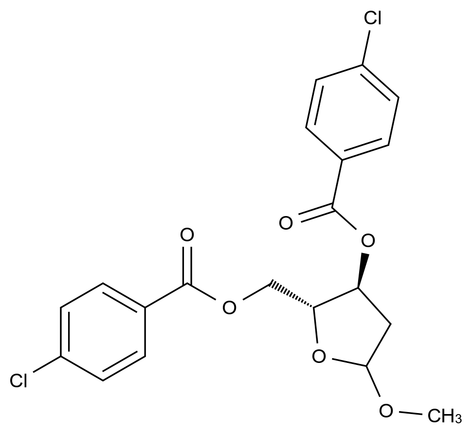 ((2R,3S)-3-((4-氯苯甲酰基)氧基)-5-甲氧基四氫呋喃-2-基)甲基 4-氯苯甲酸酯,((2R,3S)-3-((4-Chlorobenzoyl)oxy)-5-methoxytetrahydrofuran-2-yl)methyl 4-chlorobenzoate