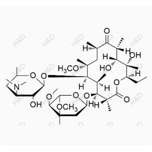克拉霉素EP雜質(zhì)P,(3R,4S,5S,6R,7R,9R,11R,12R,13S,14R)-4-(((2R,4R,5S,6S)-4,5-dimethoxy-4,6-dimethyltetrahydro-2H-pyran-2-yl)oxy)-6-(((2S,3R,4S,6R)-4-(dimethylamino)-3-hydroxy-6-methyltetrahydro-2H-pyran-2-yl)oxy)-14-ethyl-12,13-dihydroxy-7-methoxy-3,5,7,9,11,13-hexamethyloxacyclotetradecane-2,10-dione
