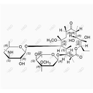 克拉霉素EP雜質(zhì)D,(3R,4S,5S,6R,7R,9R,11R,12R,13S,14R)-14-ethyl-12,13-dihydroxy-4-(((2R,4R,5S,6S)-5-hydroxy-4-methoxy-4,6-dimethyltetrahydro-2H-pyran-2-yl)oxy)-6-(((2S,3R,4S,6R)-3-hydroxy-6-methyl-4-(methylamino)tetrahydro-2H-pyran-2-yl)oxy)-7-methoxy-3,5,7,9,11,13-hexamethyloxacyclotetradecane-2,10-dione