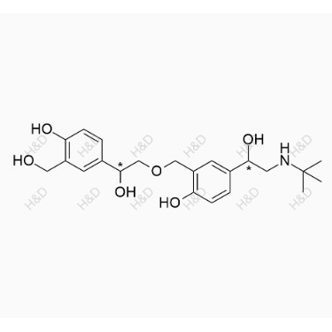 沙丁胺醇雜質(zhì)51（非對映異構(gòu)體混合物）,4-(2-(tert-butylamino)-1-hydroxyethyl)-2-((2-hydroxy-2-(4-hydroxy-3-(hydroxymethyl)phenyl)ethoxy)methyl)phenol