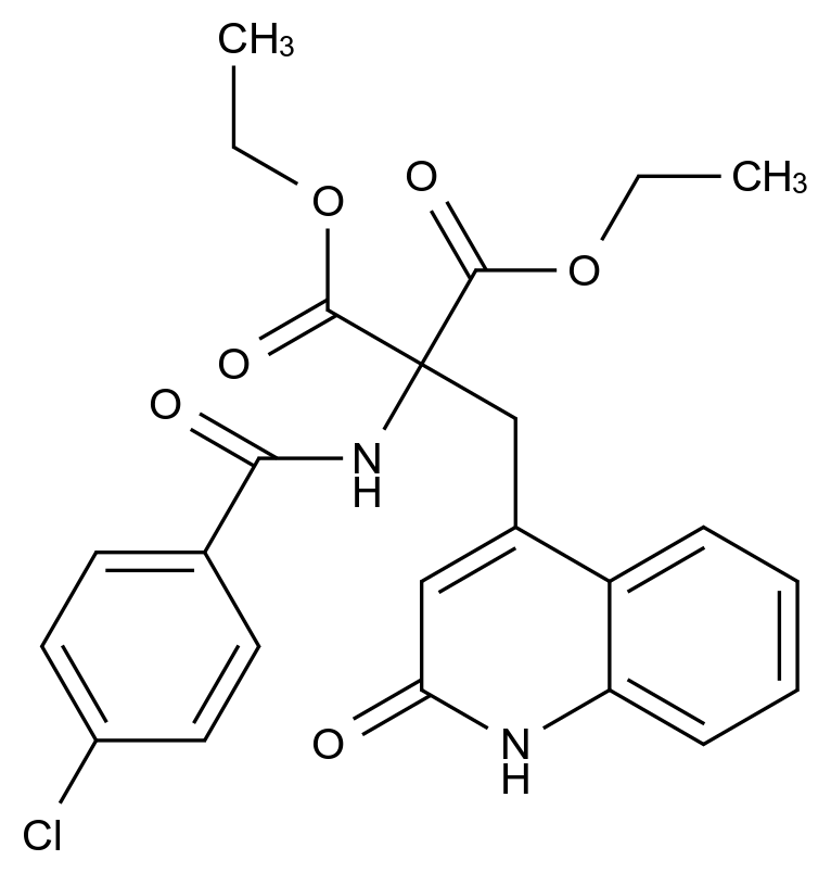 Diethyl 2-(4-chlorobenzamido)-2-((2-oxo-1,2-dihydroquinolin-4-yl)methyl)malonate