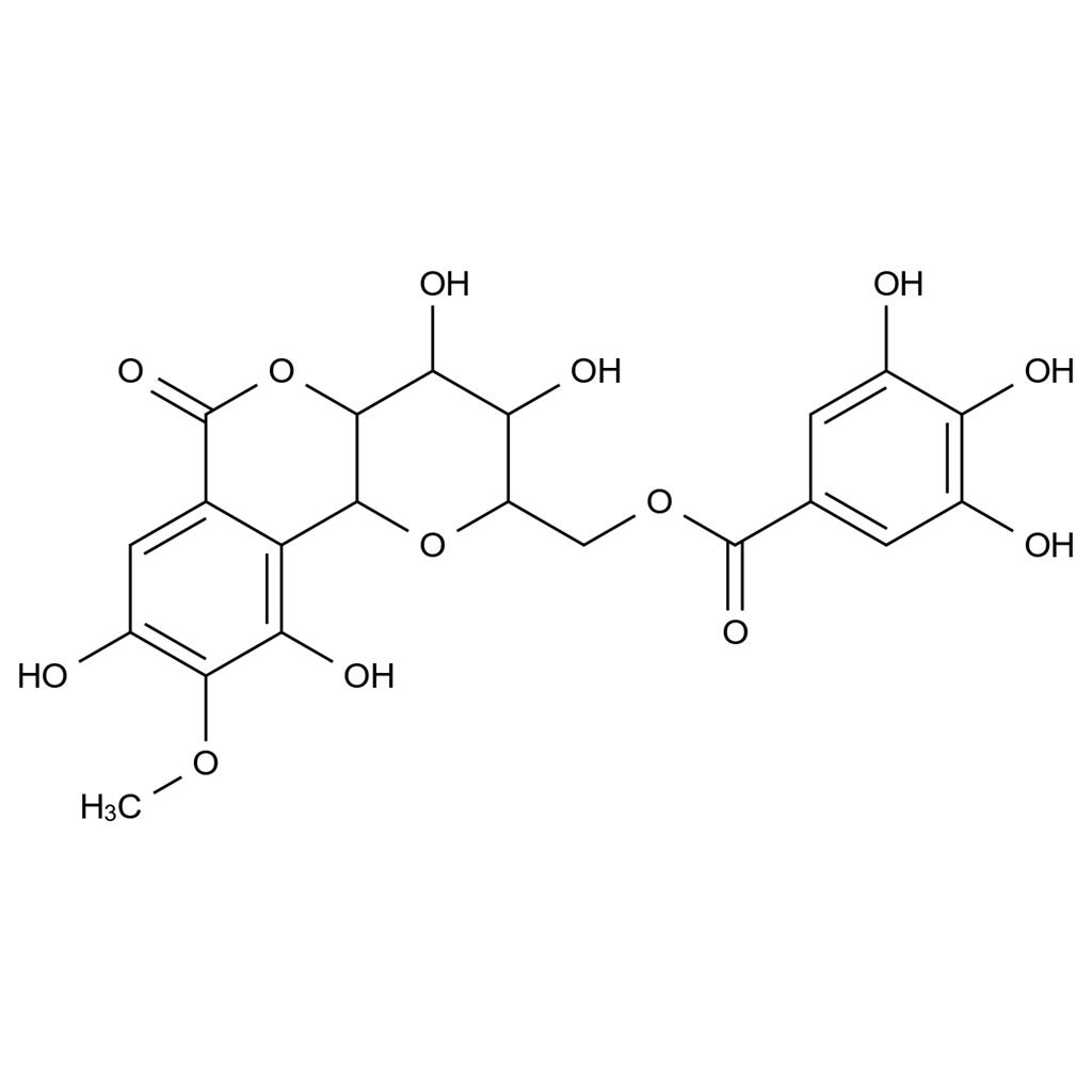 11-O-沒(méi)食子酰巖白菜素,Pyrano[3,2-c][2]benzopyran,benzoic acid deriv.