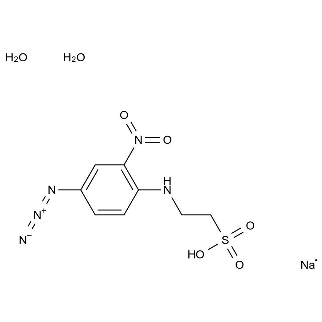 2-[(4-Azido-2-nitrophenyl)amino]ethanesulfonic Acid Monosodium Salt Dihydrate
352000-05-6
N-(4-Azido-2-nitrophenyl)-2-aminoethylsulfonate, Sodium Salt, Dihydrate
NAP-TAURINE