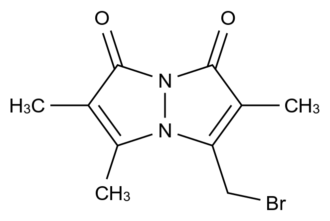 溴乙烷,V23UK0CYXL
71418-44-5
Monobromobimane
1H,7H-Pyrazolo(1,2-a)pyrazole-1,7-dione, 3-(bromomethyl)-2,5,6-trimethyl-
Bromobimane
MBBR
Thiolyte MB
3-(Bromomethyl)-2,5,6-trimethyl-1H,7H-pyrazolo(1,2-a)pyrazole-1,7-dione
UNII-V23UK0CYXL