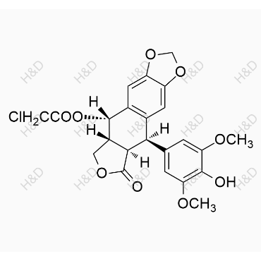 依托泊苷雜質(zhì)18,(5R,5aR,8aR,9S)-9-((1-chlorovinyl)peroxy)-5-(4-hydroxy-3,5-dimethoxyphenyl)-5,5a,8a,9-tetrahydrofuro[3',4':6,7]naphtho[2,3-d][1,3]dioxol-6(8H)-one