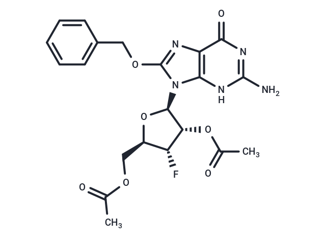 化合物 2’,3’-Di-O-acetyl-8-benzyloxy-3’-deoxy-3’-fluoroguanosine,2’,3’-Di-O-acetyl-8-benzyloxy-3’-deoxy-3’-fluoroguanosine