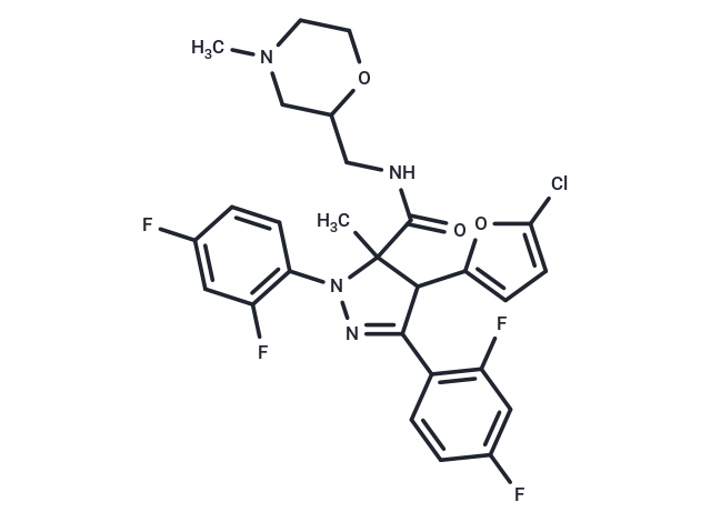 化合物 T60162,1H-Pyrazole-5-carboxamide, 4-(5-chloro-2-furanyl)-1,3-bis(2,4-difluorophenyl)-4,5-dihydro-5-methyl-N-[(4-methyl-2-morpholinyl)methyl]