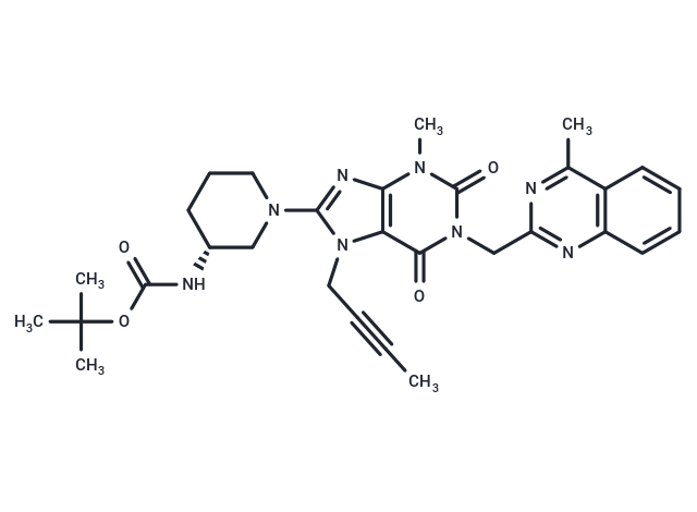 化合物 (R)-tert-Butyl (1-(7-(but-2-yn-1-yl)-3-methyl-1-((4-methylquinazolin-2-yl)methyl)-2,6-dioxo-2,3,6,7-tetrahydro-1H-purin-8-yl)piperidin-3-yl)carbamate,(R)-tert-Butyl (1-(7-(but-2-yn-1-yl)-3-methyl-1-((4-methylquinazolin-2-yl)methyl)-2,6-dioxo-2,3,6,7-tetrahydro-1H-purin-8-yl)piperidin-3-yl)carbamate