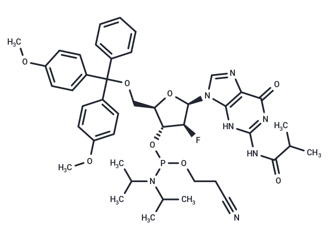 化合物 N2-iso-Butyroyl-5’-O-(4,4’-dimethoxytrityl)-2’-deoxy- fluoro-2’-arabinoguanosine-3’-CED-phosphoramidite,2'-F-2'-ara-N2-ibu-dG Phosphoramidite