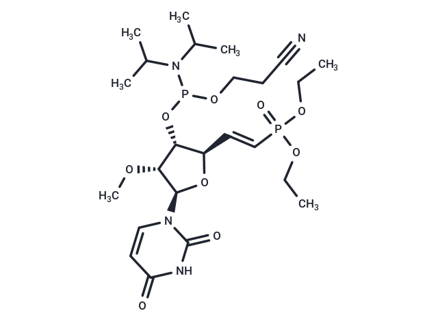 化合物 1-[(5E)-3-O-[(Bis-diisopropylamino)(2-cyanoethoxy)phos-phino]-5,6-dideoxy-6-(diethoxyphosphinyl)-2-O-methyl-β-D-ribo-hex-5-enofuranosyl]uracil,VP-U-6