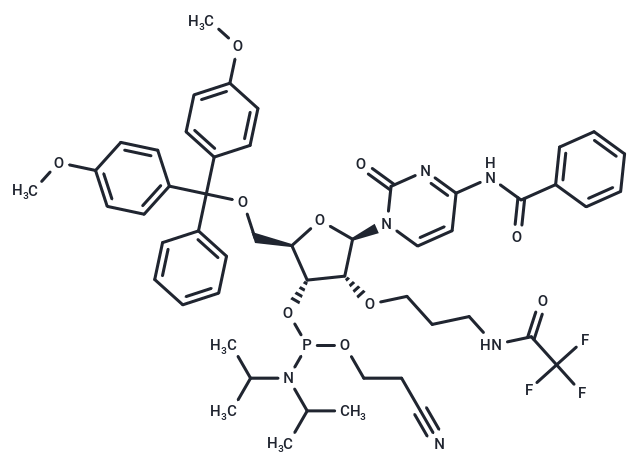 化合物 N4-Benzoyl-5’-O-DMTr-2’-O-(N3-trifluoroacetyl) aminopropyl cytidine 3’-CED phosphoramidite,N4-Benzoyl-5’-O-DMTr-2’-O-(N3-trifluoroacetyl) aminopropyl cytidine 3’-CED phosphoramidite