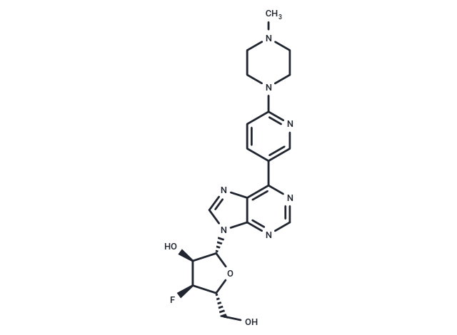 化合物 9-(3-Deoxy-3-fluoro-β-D-ribofuranosyl)-6-[6-(4-methylpiperazinyl) ?pyridin-3-yl]purine,9-(3-Deoxy-3-fluoro-β-D-ribofuranosyl)-6-[6-(4-methylpiperazinyl) ?pyridin-3-yl]purine