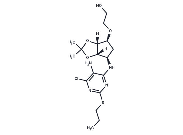 化合物 2-(((3aR,4S,6R,6aS)-6-((5-Amino-6-chloro-2-(propylthio)pyrimidin-4-yl)amino)-2,2-dimethyltetrahydro-3aH-cyclopenta[d][1,3]dioxol-4-yl)oxy)ethanol,2-(((3aR,4S,6R,6aS)-6-((5-Amino-6-chloro-2-(propylthio)pyrimidin-4-yl)amino)-2,2-dimethyltetrahydro-3aH-cyclopenta[d][1,3]dioxol-4-yl)oxy)ethanol