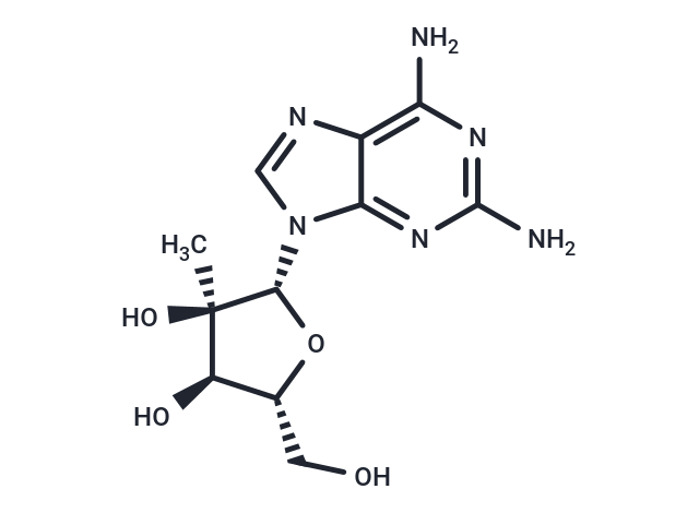 化合物 2,6-Diamino-9-(2-C-methyl-β-D-ribofuranosyl)-9H-purine,2-Amino-2′-C-methyladenosine