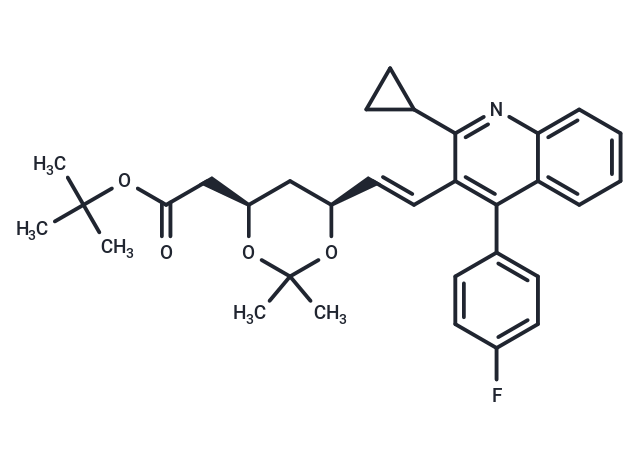 化合物 t-Butyl (3R,5S)-7-[2-cyclopropyl-4-(4-fluorophenyl)quinolin-3-yl]-3,5-isopropylidenedioxy-6-heptenoate,t-Butyl (3R,5S)-7-[2-cyclopropyl-4-(4-fluorophenyl)quinolin-3-yl]-3,5-isopropylidenedioxy-6-heptenoate