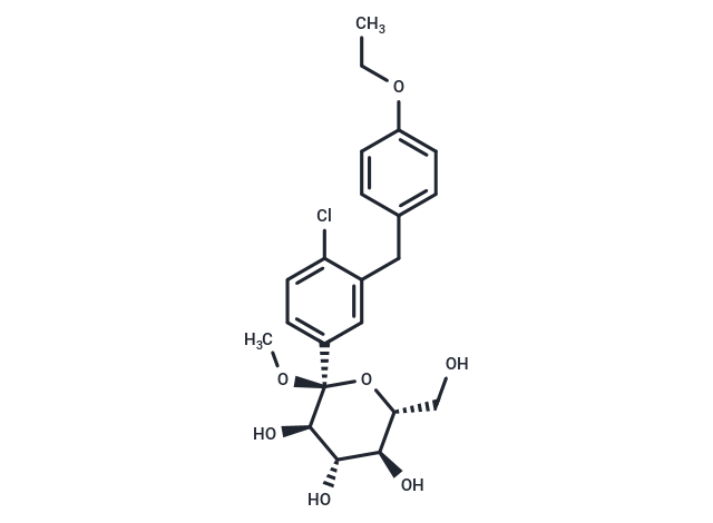 化合物 (2S,3R,4S,5S,6R)-2-(4-Chloro-3-(4-ethoxybenzyl)phenyl)-6-(hydroxymethyl)-2-methoxytetrahydro-2H-pyran-3,4,5-triol,(2S,3R,4S,5S,6R)-2-(4-Chloro-3-(4-ethoxybenzyl)phenyl)-6-(hydroxymethyl)-2-methoxytetrahydro-2H-pyran-3,4,5-triol