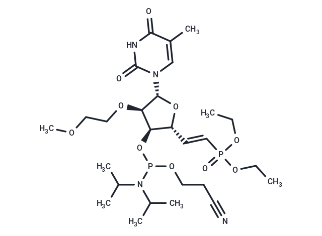 化合物 1-[(5E)-3-O-[(Bis-di-isopropyl ? amino)(2-cyanoethoxy) phosphino]-5,6-dideoxy-6-(diethoxyphosphinyl)-2-O-(2-methoxyethyl)-β-D-ribo-hex-5-enofuranosyl]-5-methyluracil,1-[(5E)-3-O-[(Bis-di-isopropyl ? amino)(2-cyanoethoxy) phosphino]-5,6-dideoxy-6-(diethoxyphosphinyl)-2-O-(2-methoxyethyl)-β-D-ribo-hex-5-enofuranosyl]-5-methyluracil