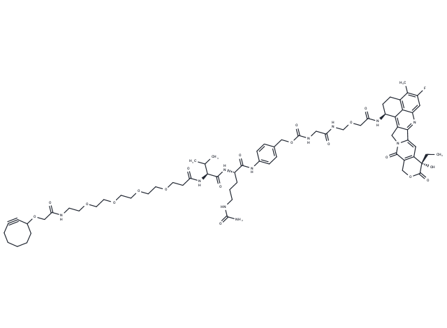 化合物 Cyclooctyne-O-amido-PEG4-VC-PAB-Gly-Gly-NH-O-CO-Exatecan,Cyclooctyne-O-amido-PEG4-VC-PAB-Gly-Gly-NH-O-CO-Exatecan