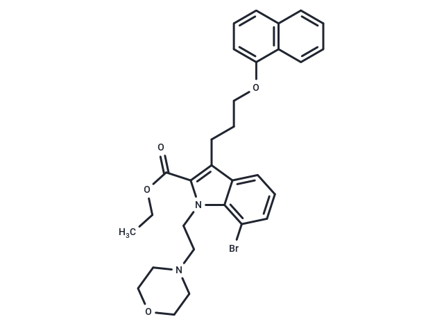 化合物 Ethyl 7-bromo-1-(2-morpholinoethyl)-3-(3-(naphthalen-1-yloxy)propyl)-1H-indole-2-carboxylate,Ethyl 7-bromo-1-(2-morpholinoethyl)-3-(3-(naphthalen-1-yloxy)propyl)-1H-indole-2-carboxylate