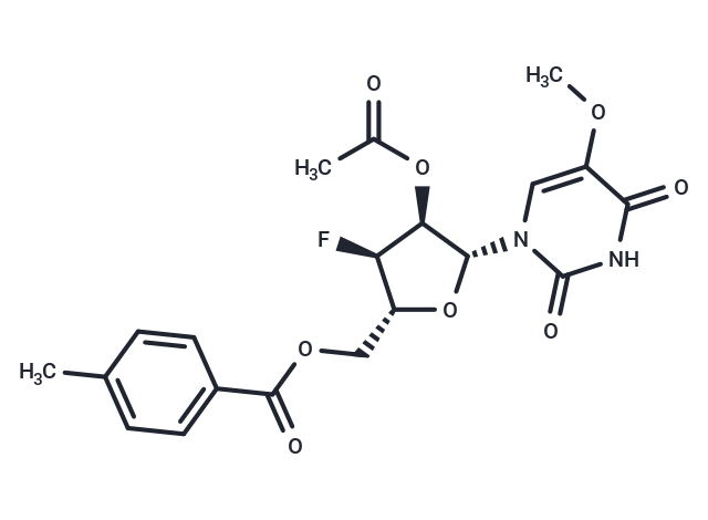 化合物 2’-O-Acetyl-5’-O-(p-toluoyl)-3’-deoxy-3’-fluoro-5-methoxyluridine,2’-O-Acetyl-5’-O-(p-toluoyl)-3’-deoxy-3’-fluoro-5-methoxyluridine