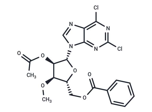 化合物 9-(2’-O-Acetyl-5’-O-benzoyl-3’-O-methyl-beta-D-ribofuranosyl)-2,6-dichloropurine,9-(2’-O-Acetyl-5’-O-benzoyl-3’-O-methyl-beta-D-ribofuranosyl)-2,6-dichloropurine