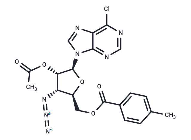 化合物 6-Chloro-9-[2-O-acetyl-5-O-(p-toluoyl)-3-azido-3-deoxy-beta-L-ribofuranosyl]-9H-purine,6-Chloro-9-[2-O-acetyl-5-O-(p-toluoyl)-3-azido-3-deoxy-beta-L-ribofuranosyl]-9H-purine