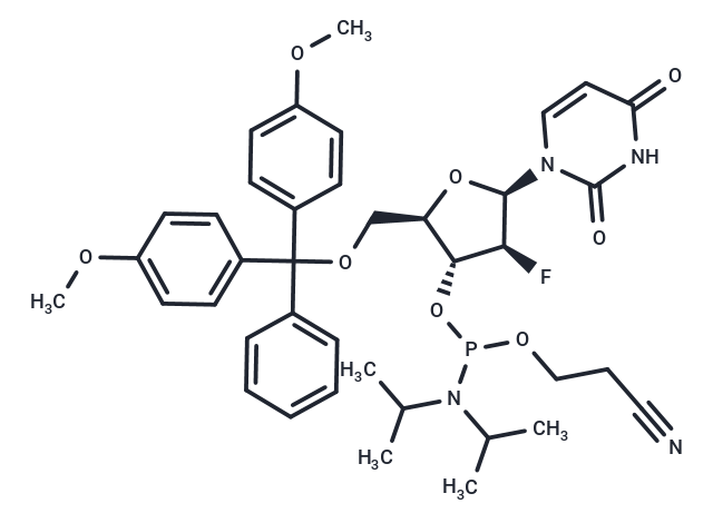 化合物 5’-O-(4,4’-Dimethoxytrityl)-2’-deoxy-2’-fluoro-b-D-arabinouridine-3’-CEN-phosphoramidite,2'-Fluoro-2'-deoxy-ara-U-3'-phosphoramidite