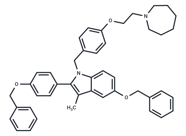 化合物 1-(4-(2-(Azepan-1-yl)ethoxy)benzyl)-5-(benzyloxy)-2-(4-(benzyloxy)phenyl)-3-methyl-1H-indole,1-(4-(2-(Azepan-1-yl)ethoxy)benzyl)-5-(benzyloxy)-2-(4-(benzyloxy)phenyl)-3-methyl-1H-indole