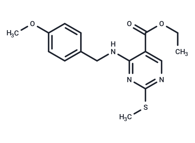 化合物 Ethyl 4-((4-methoxybenzyl)amino)-2-(methylthio)pyrimidine-5-carboxylate,Ethyl 4-((4-methoxybenzyl)amino)-2-(methylthio)pyrimidine-5-carboxylate