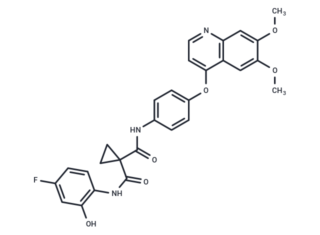 化合物 N-(4-((6,7-Dimethoxyquinolin-4-yl)oxy)phenyl)-N-(4-fluoro-2-hydroxyphenyl)cyclopropane-1,1-dicarboxamide,N-(4-((6,7-Dimethoxyquinolin-4-yl)oxy)phenyl)-N-(4-fluoro-2-hydroxyphenyl)cyclopropane-1,1-dicarboxamide