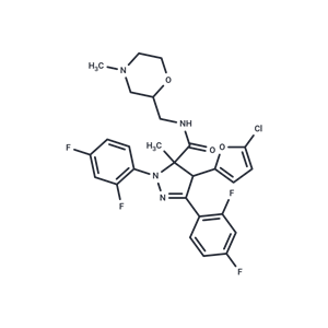 化合物 T60162,1H-Pyrazole-5-carboxamide, 4-(5-chloro-2-furanyl)-1,3-bis(2,4-difluorophenyl)-4,5-dihydro-5-methyl-N-[(4-methyl-2-morpholinyl)methyl]