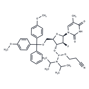 化合物 5’-O-(4,4’-Dimethoxytrityl)-2’-deoxy-2’-fluoro-5-methyl-b-D-arabinouridine-3’-CED-phosphoramidite|TNU1420|TargetMol