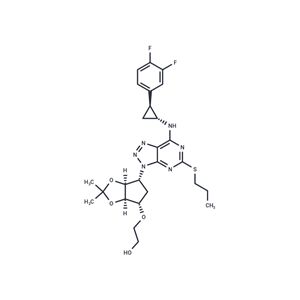 化合物 2-(((3aR,4S,6R,6aS)-6-(7-(((1R,2S)-2-(3,4-Difluorophenyl)cyclopropyl)amino)-5-(propylthio)-3H-[1,2,3]triazolo[4,5-d]pyrimidin-3-yl)-2,2-dimethyltetrahydro-3aH-cyclopenta[d][1,3]dioxol-4-yl)oxy)ethanol,2-(((3aR,4S,6R,6aS)-6-(7-(((1R,2S)-2-(3,4-Difluorophenyl)cyclopropyl)amino)-5-(propylthio)-3H-[1,2,3]triazolo[4,5-d]pyrimidin-3-yl)-2,2-dimethyltetrahydro-3aH-cyclopenta[d][1,3]dioxol-4-yl)oxy)ethanol