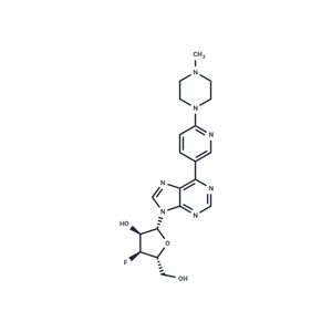 化合物 9-(3-Deoxy-3-fluoro-β-D-ribofuranosyl)-6-[6-(4-methylpiperazinyl) ?pyridin-3-yl]purine|TNU0069|TargetMol