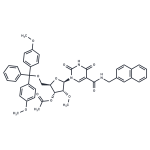 化合物 5-Naphthyl-beta-methylaminocarbony-3’-O-acetyl-2’-O-methl-5’-O-DMTr-uridine|TNU0635|TargetMol