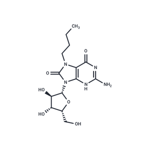 化合物 7-n-Butyl-7,8-dihydro-8-oxo-9-(beta-D-xylofuranosyl)guanine,7-n-Butyl-7,8-dihydro-8-oxo-9-(beta-D-xylofuranosyl)guanine