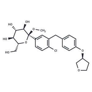 化合物 (2S,3R,4S,5S,6R)-2-(4-Chloro-3-(4-(((S)-tetrahydrofuran-3-yl)oxy)benzyl)phenyl)-6-(hydroxymethyl)-2-methoxytetrahydro-2H-pyran-3,4,5-triol|T67174|TargetMol