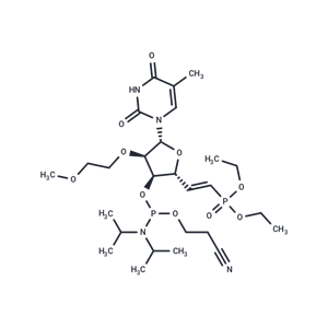 化合物 1-[(5E)-3-O-[(Bis-di-isopropyl ? amino)(2-cyanoethoxy) phosphino]-5,6-dideoxy-6-(diethoxyphosphinyl)-2-O-(2-methoxyethyl)-β-D-ribo-hex-5-enofuranosyl]-5-methyluracil|TNU1289|TargetMol